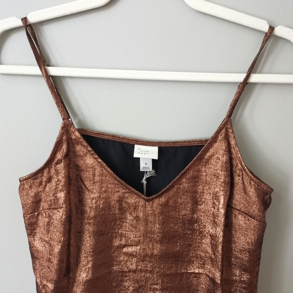 💕2/$20💕A‎  New Day Shimmery Bronze Metallic Sheath Dress NWT - Picture 3 of 7